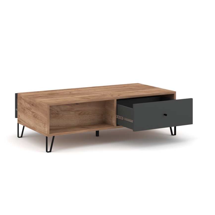 Măsuță de cafea SULA, stejar craft/negru