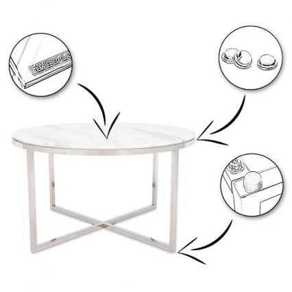 Măsuță de cafea VERTIGO 45x80cm crom/albă