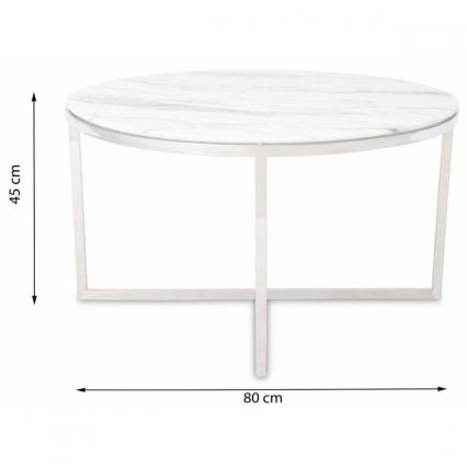 Măsuță de cafea VERTIGO 45x80cm crom/albă