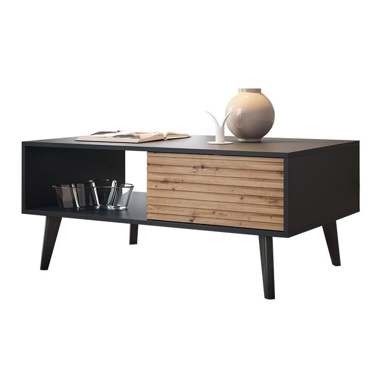 Măsuță de cafea WILLOW 46x104 cm negru/stejar artizan