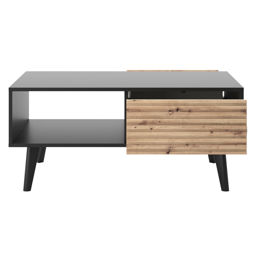 Măsuță de cafea WILLOW 46x104 cm negru/stejar artizan