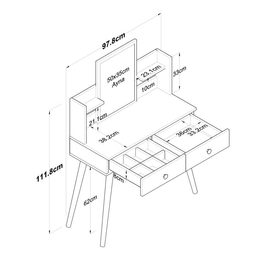 Măsuță de toaletă 111,8x97,8 cm alb