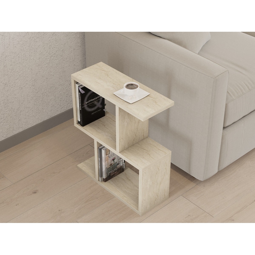 Măsuță laterală CROS, 45 x 17 cm, decor marmură/bej