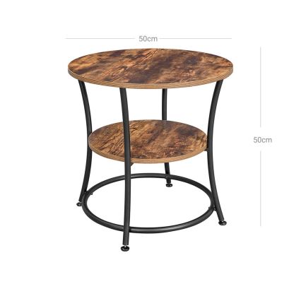 Măsuță laterală ELDUR, maro/negru