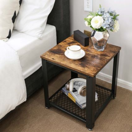 Măsuță laterală ELDUR, maro/negru