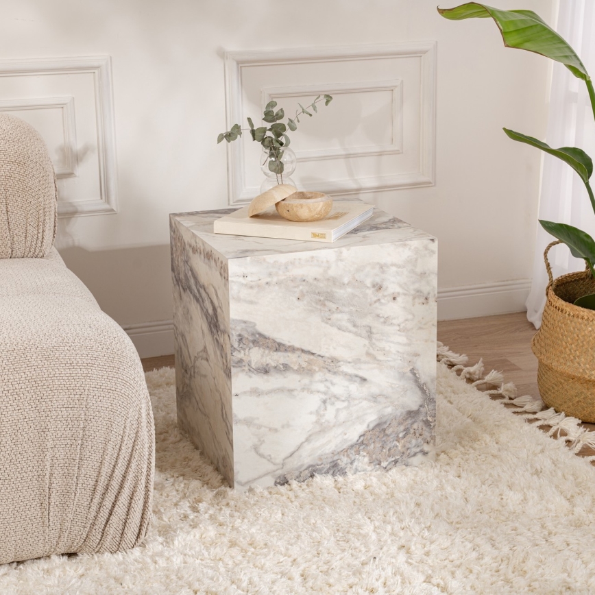 Măsuță laterală KUP 50x45 cm decor marmorat