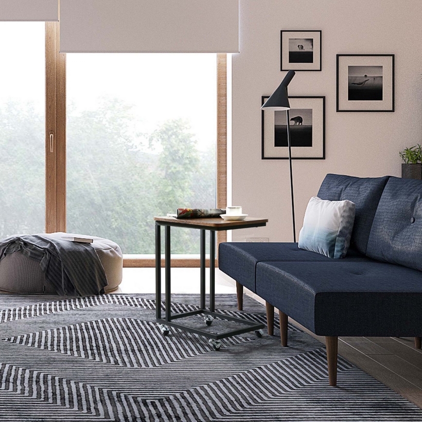 Măsuță laterală mobilă ELDUR maro/negru