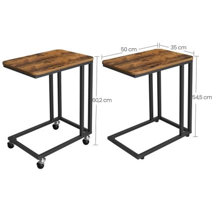 Măsuță laterală mobilă ELDUR maro/negru