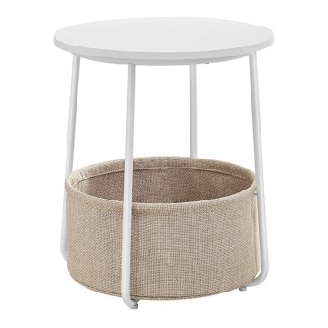 Măsuță laterală NOIRA albă/maro deschis