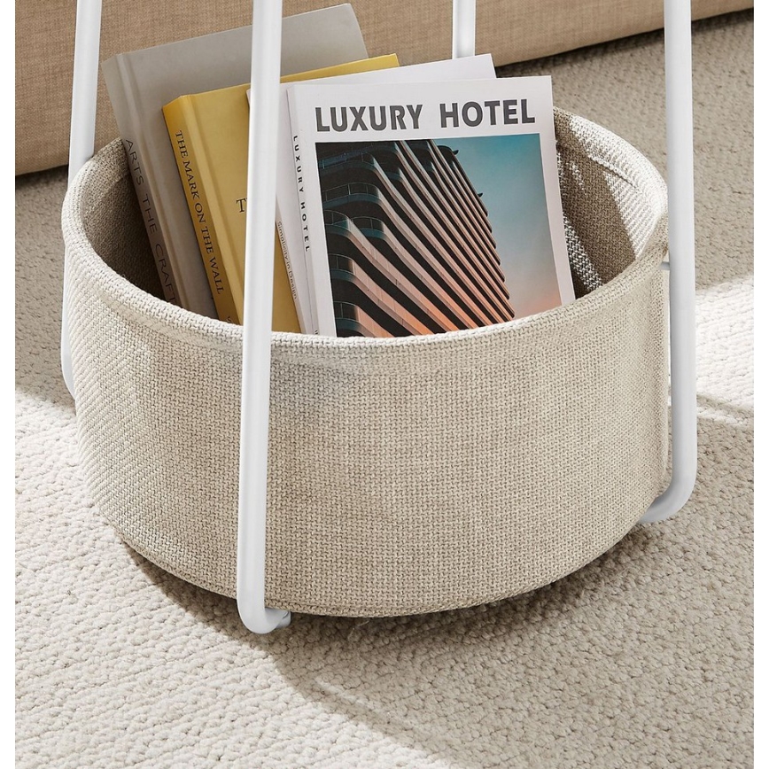 Măsuță laterală NOIRA albă/maro deschis