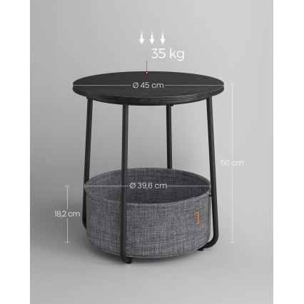 Măsuță laterală NOIRA, negru/gri