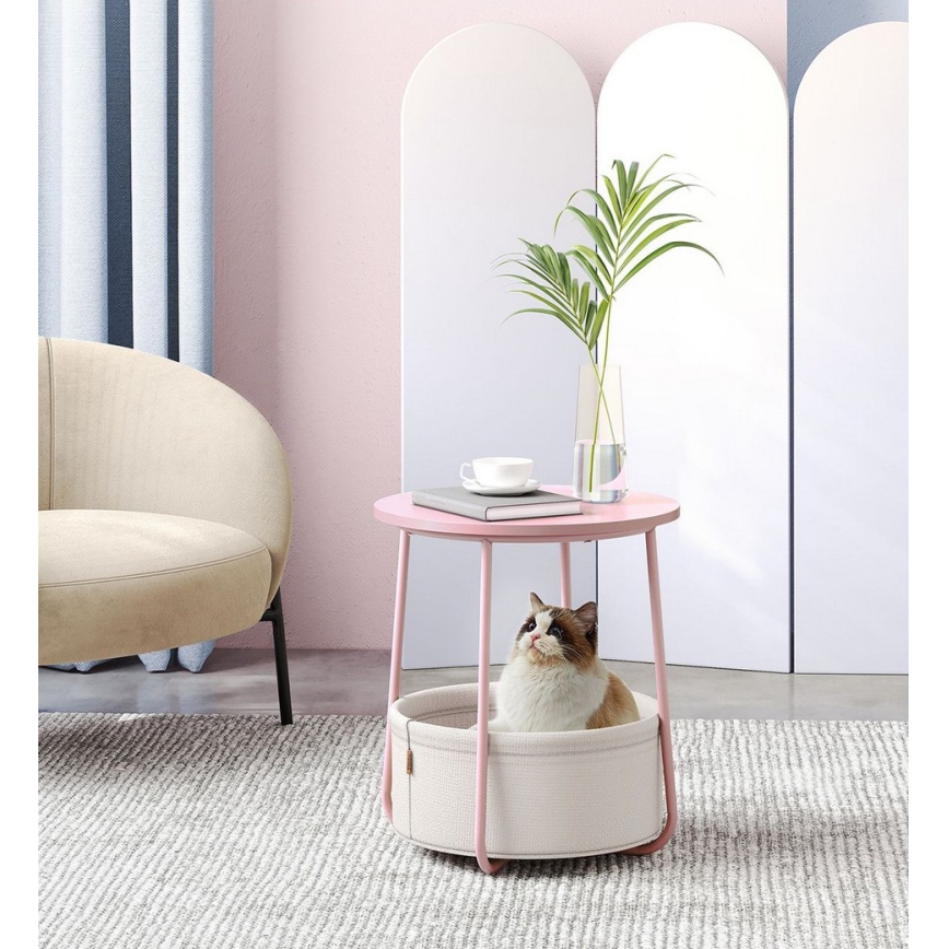 Măsuță laterală NOIRA roz/albă