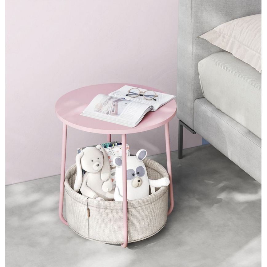 Măsuță laterală NOIRA roz/albă