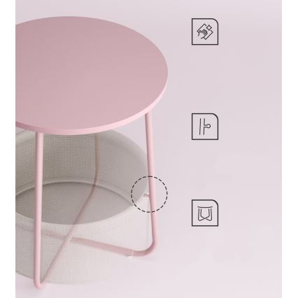 Măsuță laterală NOIRA roz/albă