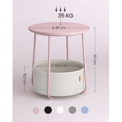 Măsuță laterală NOIRA roz/albă