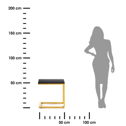 Măsuță laterală STIVAR 51x50 cm aurie/neagră