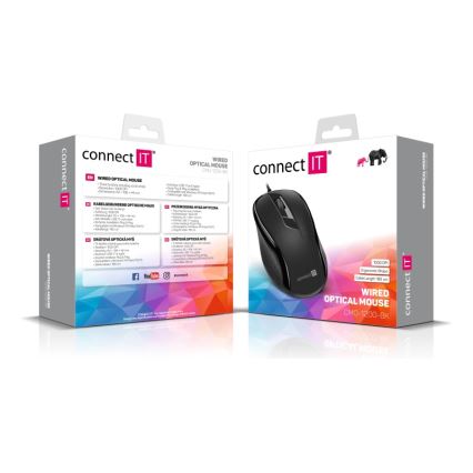 Maus cu fir CONNECT IT CMO-1200-BK 1000 DPI negru