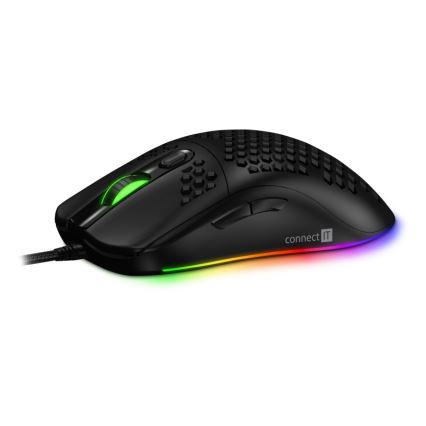 Maus LED RGB cu fir pentru jocuri video CONNECT IT CMO-5511-BK 200-12800 DPI negru