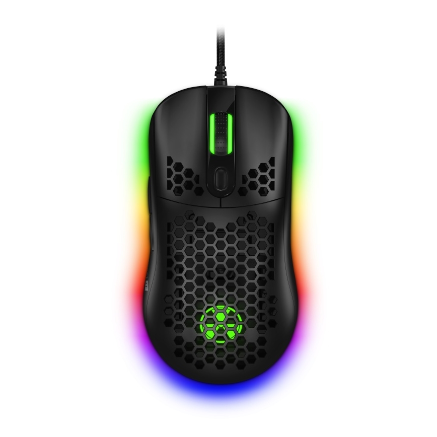 Maus LED RGB cu fir pentru jocuri video CONNECT IT CMO-5511-BK 200-12800 DPI negru