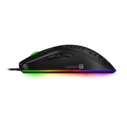Maus LED RGB cu fir pentru jocuri video CONNECT IT CMO-5511-BK 200-12800 DPI negru