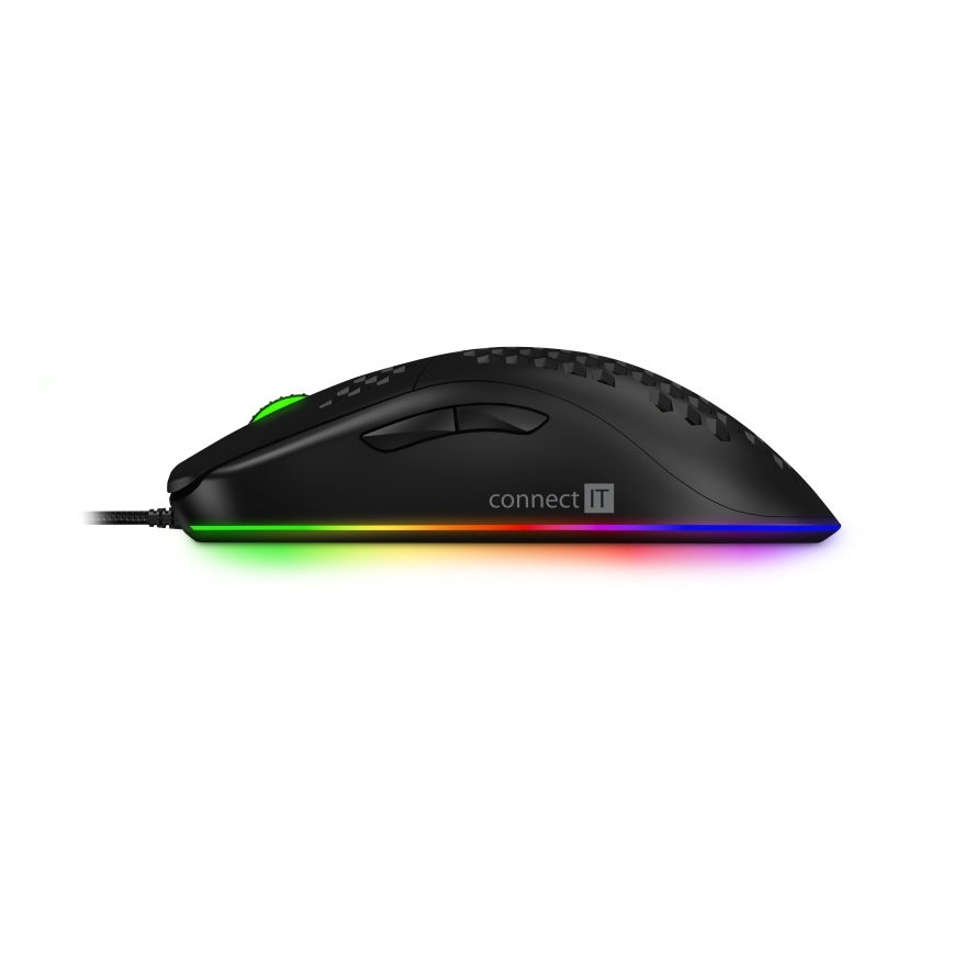 Maus LED RGB cu fir pentru jocuri video CONNECT IT CMO-5511-BK 200-12800 DPI negru