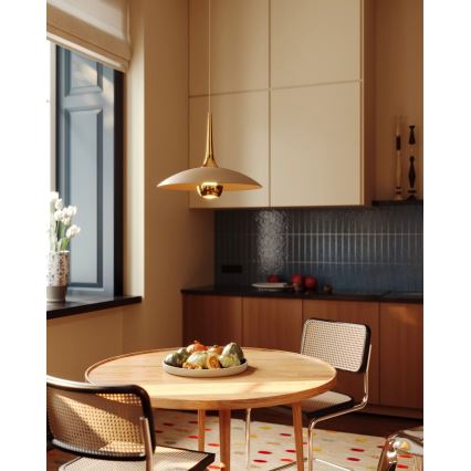 MAXLIGHT P0674 - lustră LED suspendată pe cablu MANUKA LED/12W/230V Ø 28 cm auriu/bej