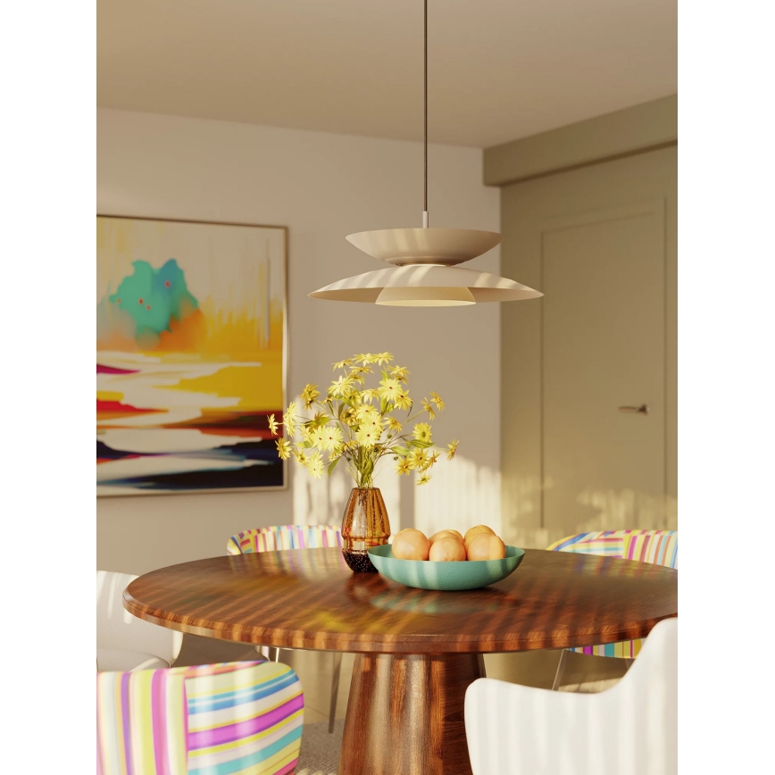 MAXLIGHT P0698 - Lustră LED suspendată pe cablu MAYUMI LED/12W/230V Ø 50 cm CRI 96 bej