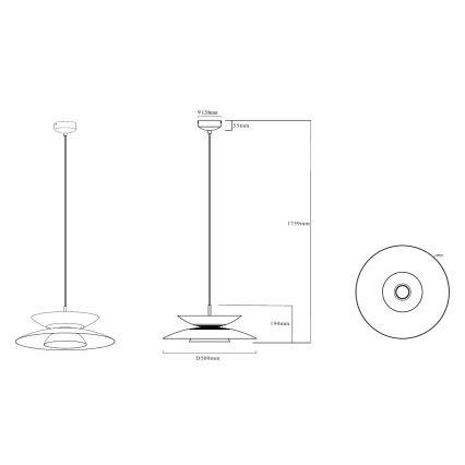 MAXLIGHT P0698 - Lustră LED suspendată pe cablu MAYUMI LED/12W/230V Ø 50 cm CRI 96 bej