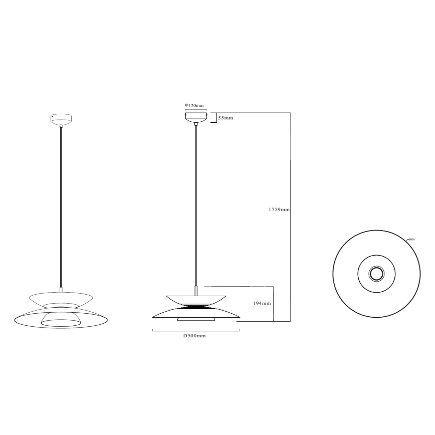 MAXLIGHT P0698 - Lustră LED suspendată pe cablu MAYUMI LED/12W/230V Ø 50 cm CRI 96 bej