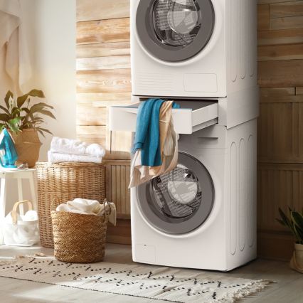 Meliconi 656112 - Piedestal cu sertar glisant pentru mașină de spălat și uscător, 28 L, alb