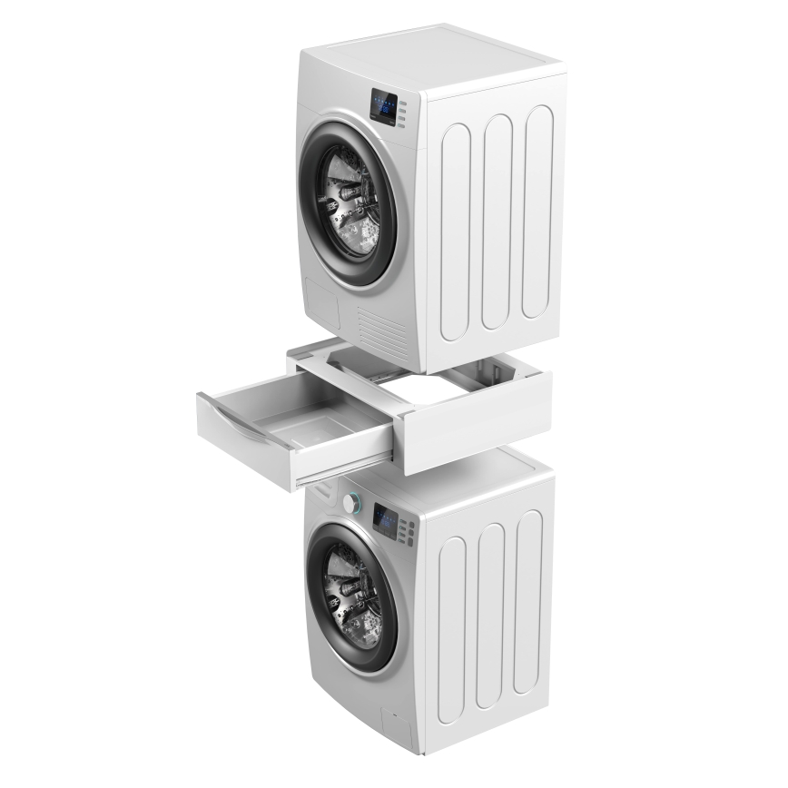 Meliconi 656112 - Piedestal cu sertar glisant pentru mașină de spălat și uscător, 28 L, alb