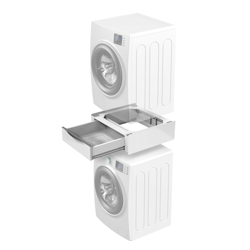 Meliconi 656112 - Piedestal cu sertar glisant pentru mașină de spălat și uscător, 28 L, alb