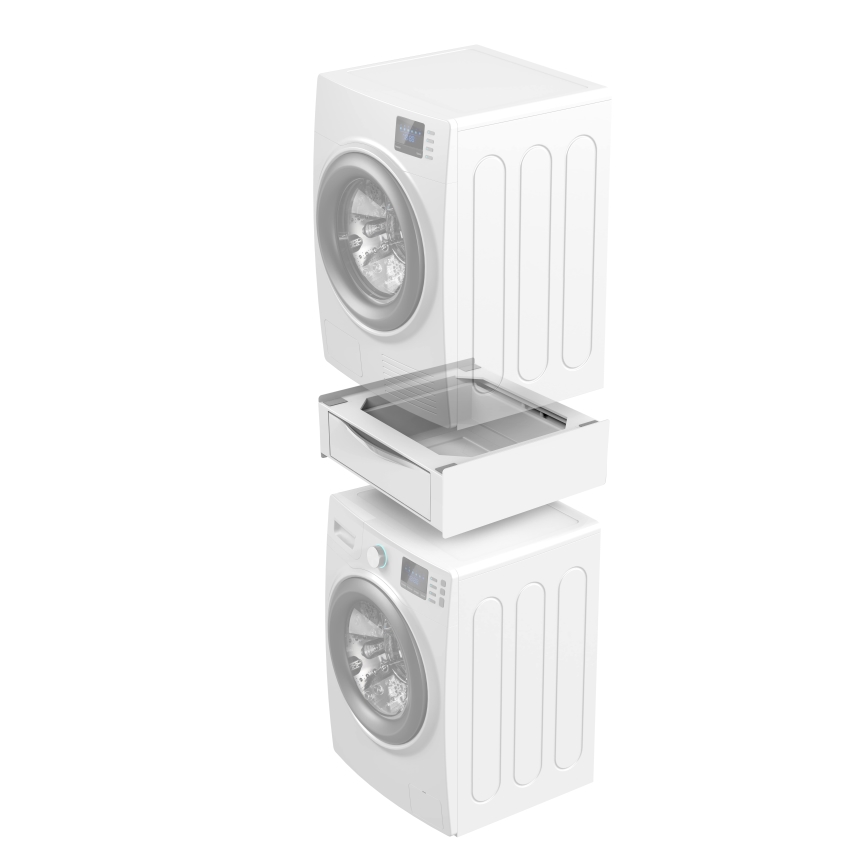 Meliconi 656112 - Piedestal cu sertar glisant pentru mașină de spălat și uscător, 28 L, alb