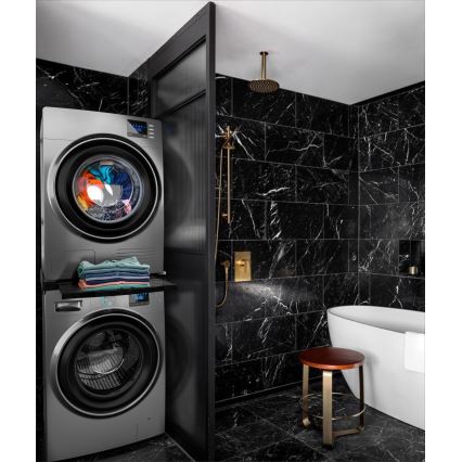 Meliconi 656136 - Suport cu sertar glisant pentru mașină de spălat și uscător, 60 cm, negru