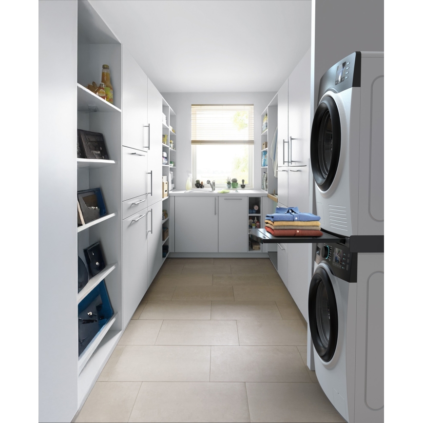 Meliconi 656136 - Suport cu sertar glisant pentru mașină de spălat și uscător, 60 cm, negru