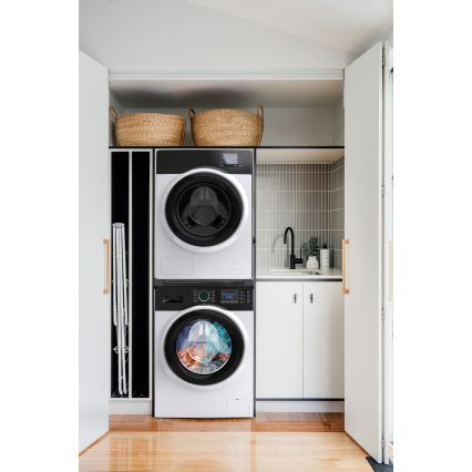 Meliconi 656136 - Suport cu sertar glisant pentru mașină de spălat și uscător, 60 cm, negru