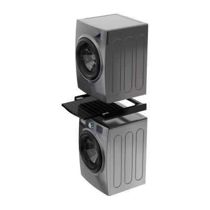 Meliconi 656136 - Suport cu sertar glisant pentru mașină de spălat și uscător, 60 cm, negru