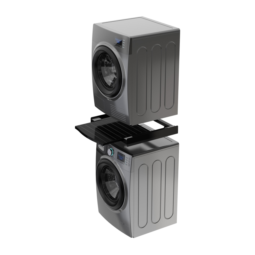 Meliconi 656136 - Suport cu sertar glisant pentru mașină de spălat și uscător, 60 cm, negru