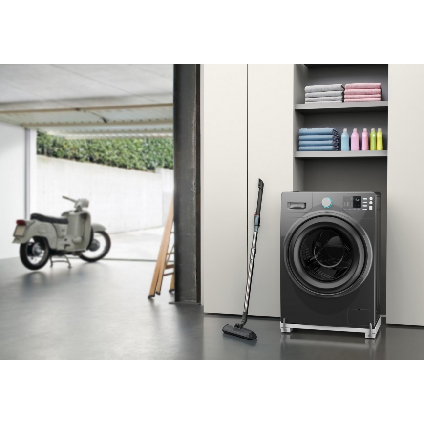 Meliconi 656149 - Suport anti-vibrații pentru mașina de spălat, cu roți extensibile, 47 cm, alb