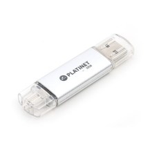Memorie duală USB + microUSB 32GB argintie