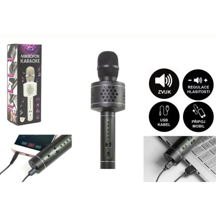Microfon karaoke Bluetooth, 6W/5V, 1500 mAh, negru