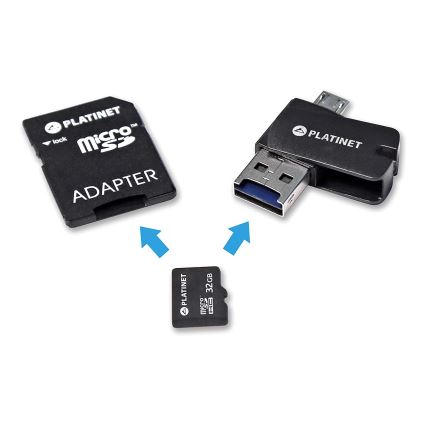 MicroSDHC 32GB 4 în 1 + adaptor SD + cititor de card microSD + adaptor OTG