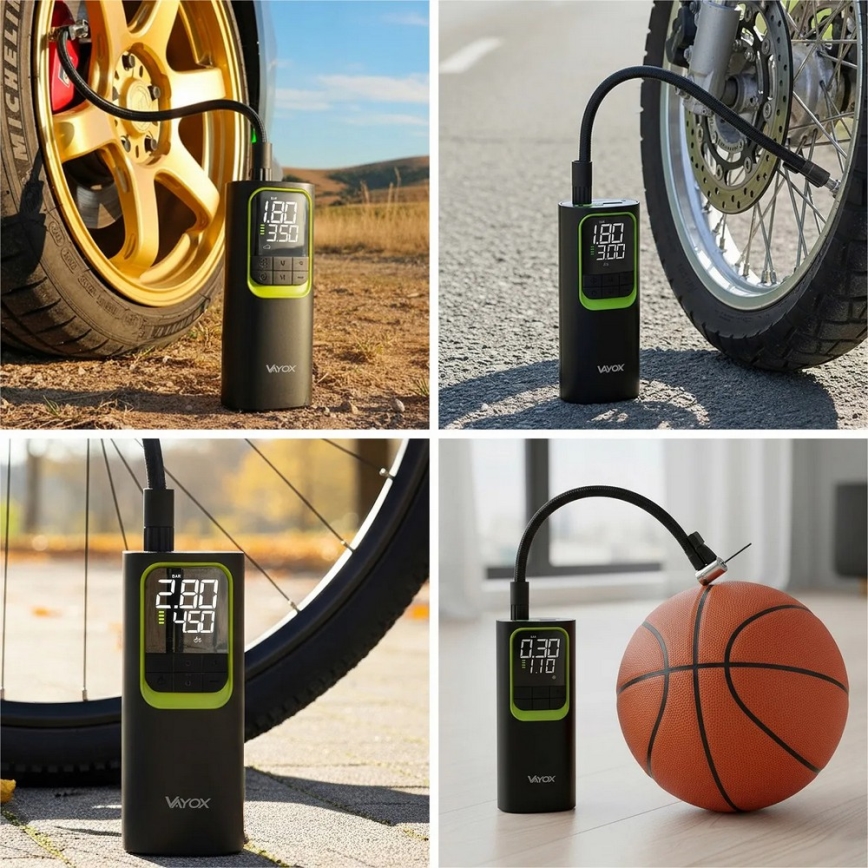 Mini compresor digital portabil 5 V, 8000 mAh, negru