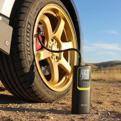 Mini compresor digital portabil 5 V, 8000 mAh, negru