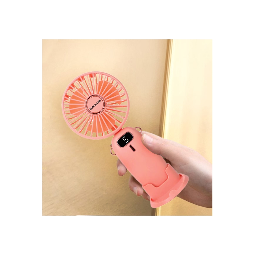 Mini ventilator portabil reîncărcabil 3W/5V, 1200 mAh, roz