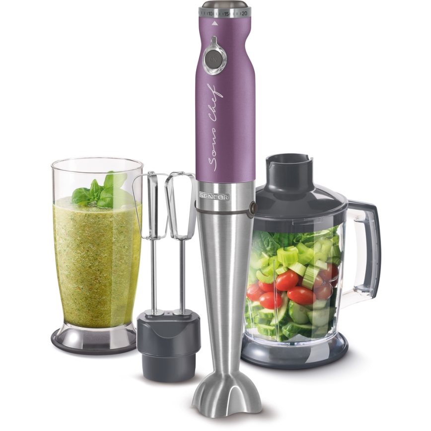 Mixer vertical 4 în 1 1200W/230V oțel inoxidabil/mov Sencor