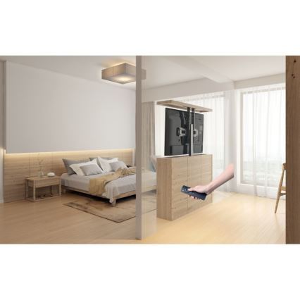 MK FLORIA MKF-19DM648 - Suport de podea pentru televizoare 37-65 negru SCHUKO + telecomandă