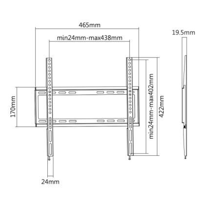 MK FLORIA MKF-20DF447 - Suport fix de perete pentru TV 65, negru