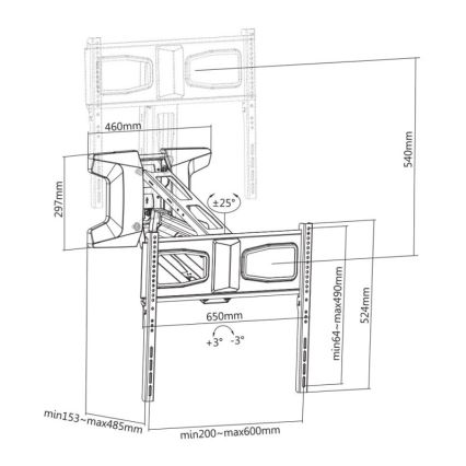 MK FLORIA MKF-21DM647 - Suport de perete articulat pentru televizoare de 70 negru + telecomandă