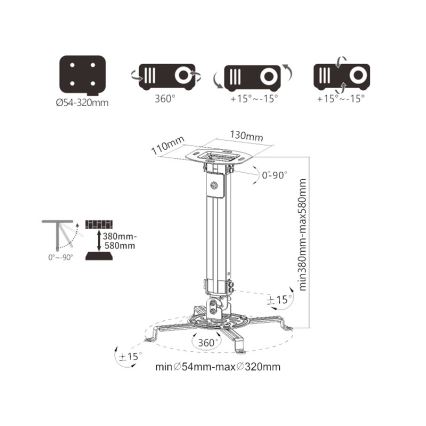 MK FLORIA Superior SUPSTV013 -  Suport de tavan pentru proiector negru